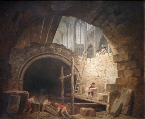 La violation des tombeaux des Rois dans la basilique de Saint Denis en octobre 1793 par Hubert Robert- Musée Carnavalet