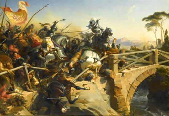 Le chevalier Bayard défendant le pont du Garigliano durant la 3ème guerre d'Italie par Philippoteaux